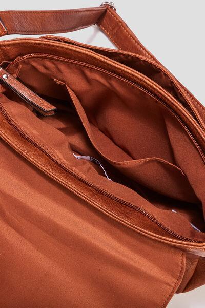 Women's Cognac Brown Satchel Bag with Shoulder Strap
