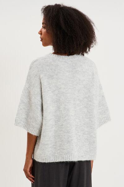 Women's Light Grey Short-Sleeve Buttoned Cardigan