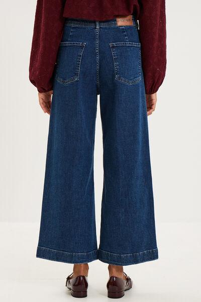 Women's Dark Stone Wide Cropped Patch-Pocket Jeans