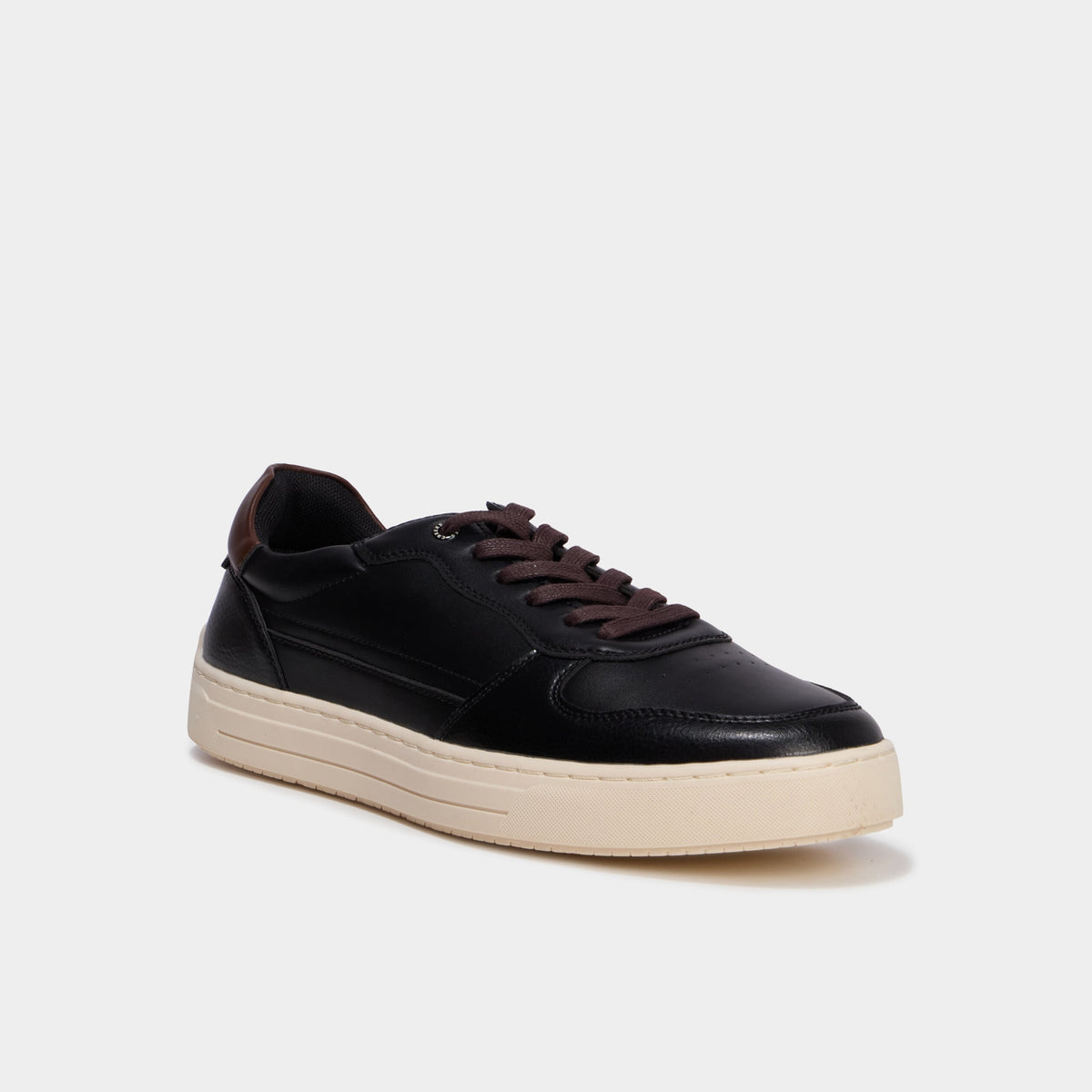 Baskets à lacets bi-matières noir homme - 1