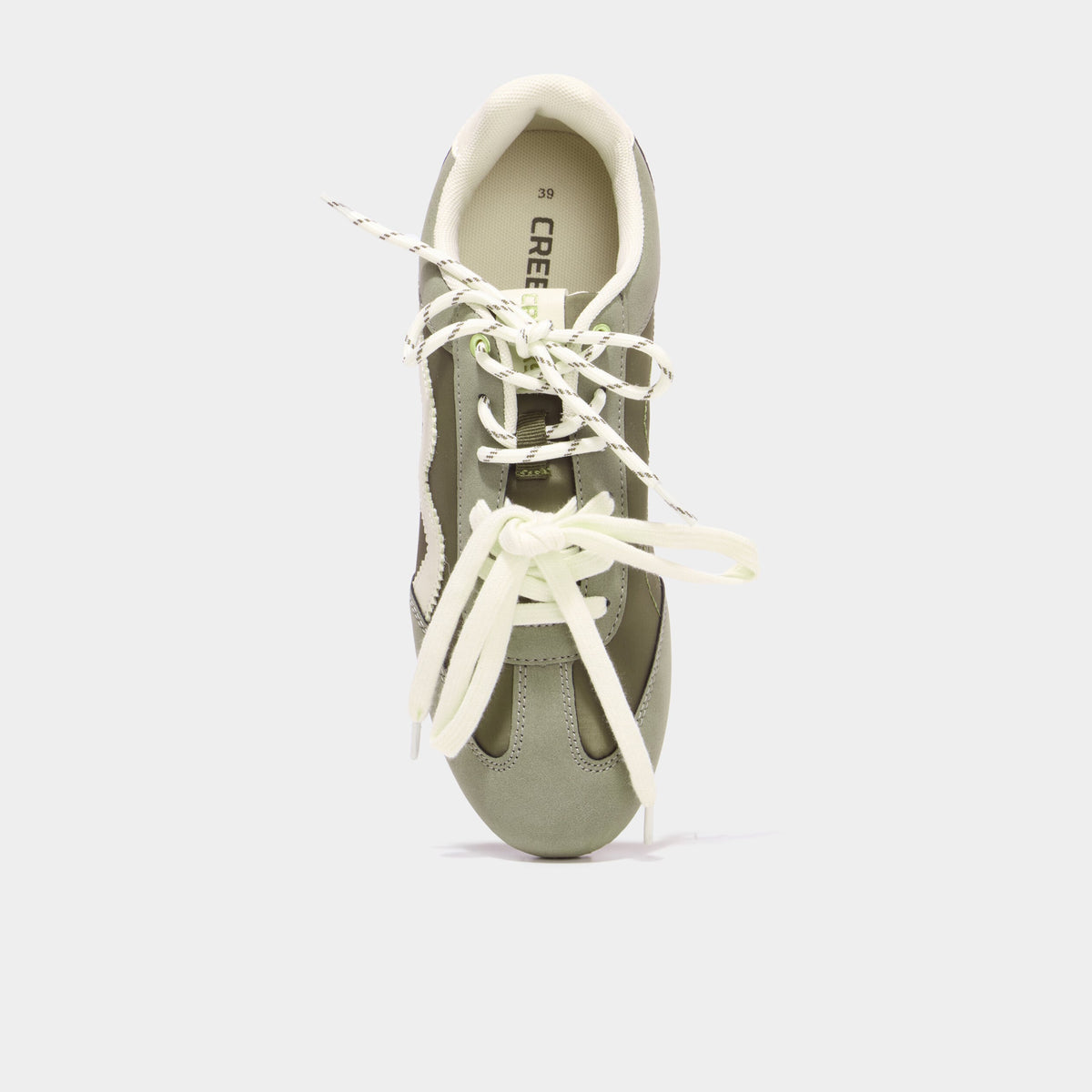 Baskets à lacets doubles semelle fine vert kaki femme - 2
