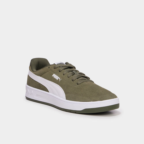 Baskets à lacets en cuir Puma Clean SD vert kaki homme - 1