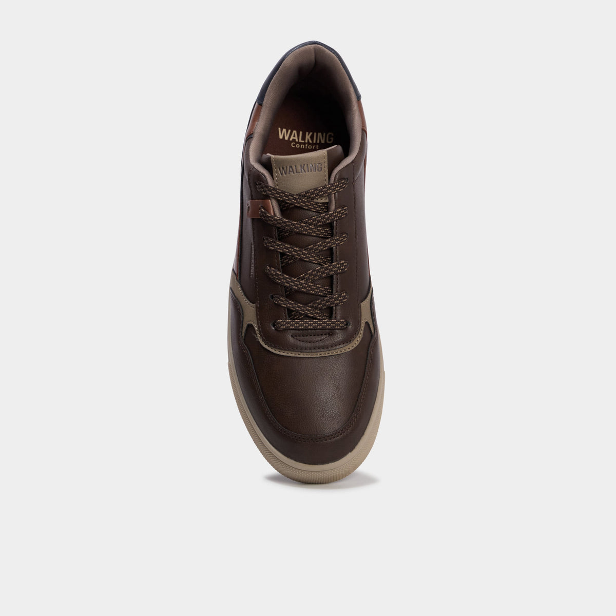 Baskets à lacets semelle plate bout rond marron homme - 2