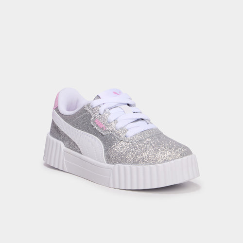 Baskets à paillettes Puma Carina gris argent fille - 1
