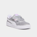 Baskets à scratchs et paillettes Puma gris argent fille - 1