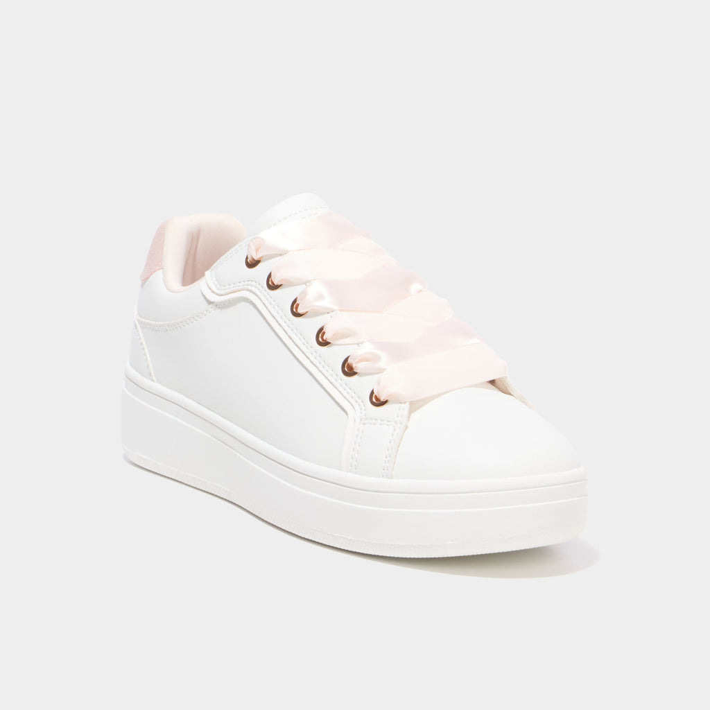 Baskets basses semelles épaisses blanc femme - 1