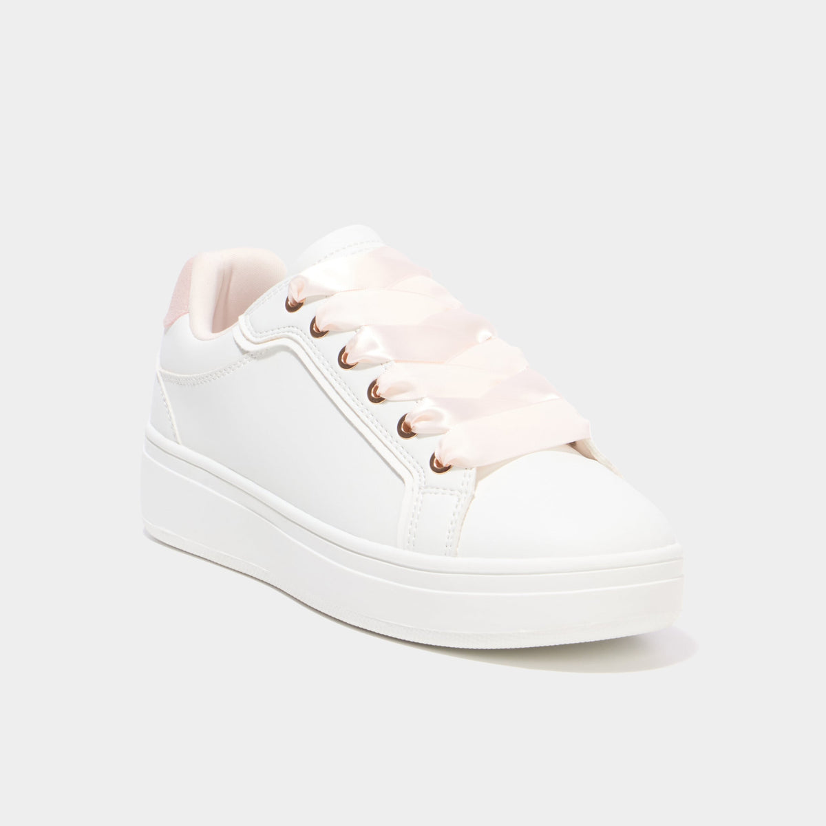 Baskets basses semelles épaisses blanc femme - 1