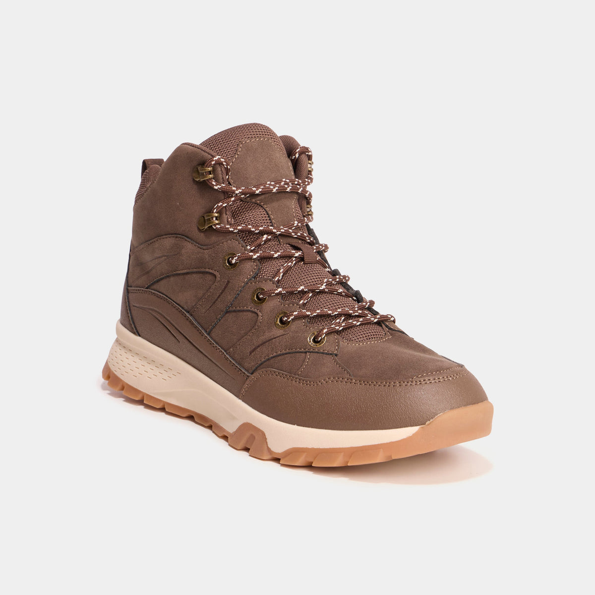 Baskets montantes à lacets marron clair homme - 1