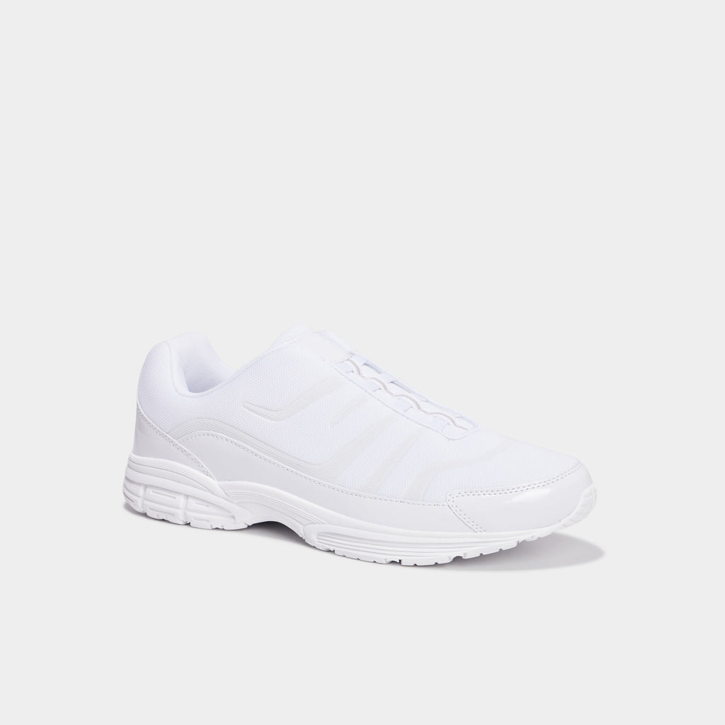 Baskets plates running élastiquées blanc homme - 1