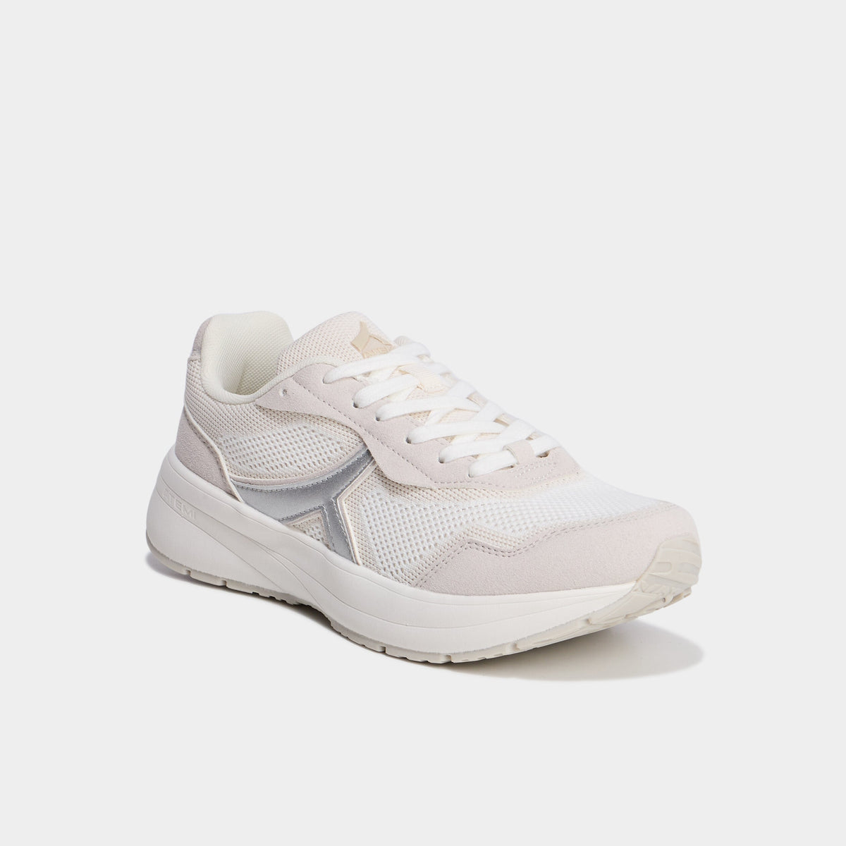 Baskets running à lacets gris argent femme - 1