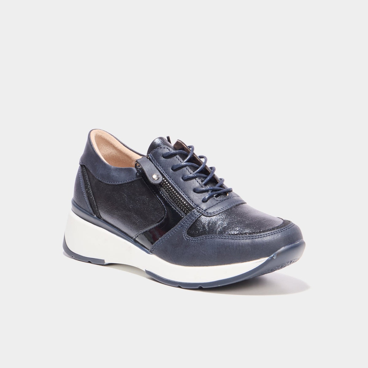 Baskets running zippées bleu marine femme - 1