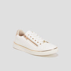 Baskets tennis basses fermeture zippée blanc femme - 1