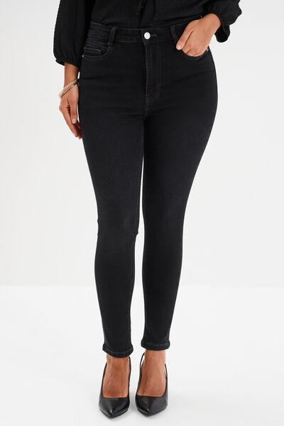 Women's Black High-Waist Cropped Skinny Jeans