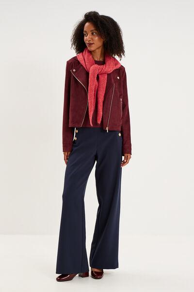 Women's Dark Purple Suedette Biker Jacket
