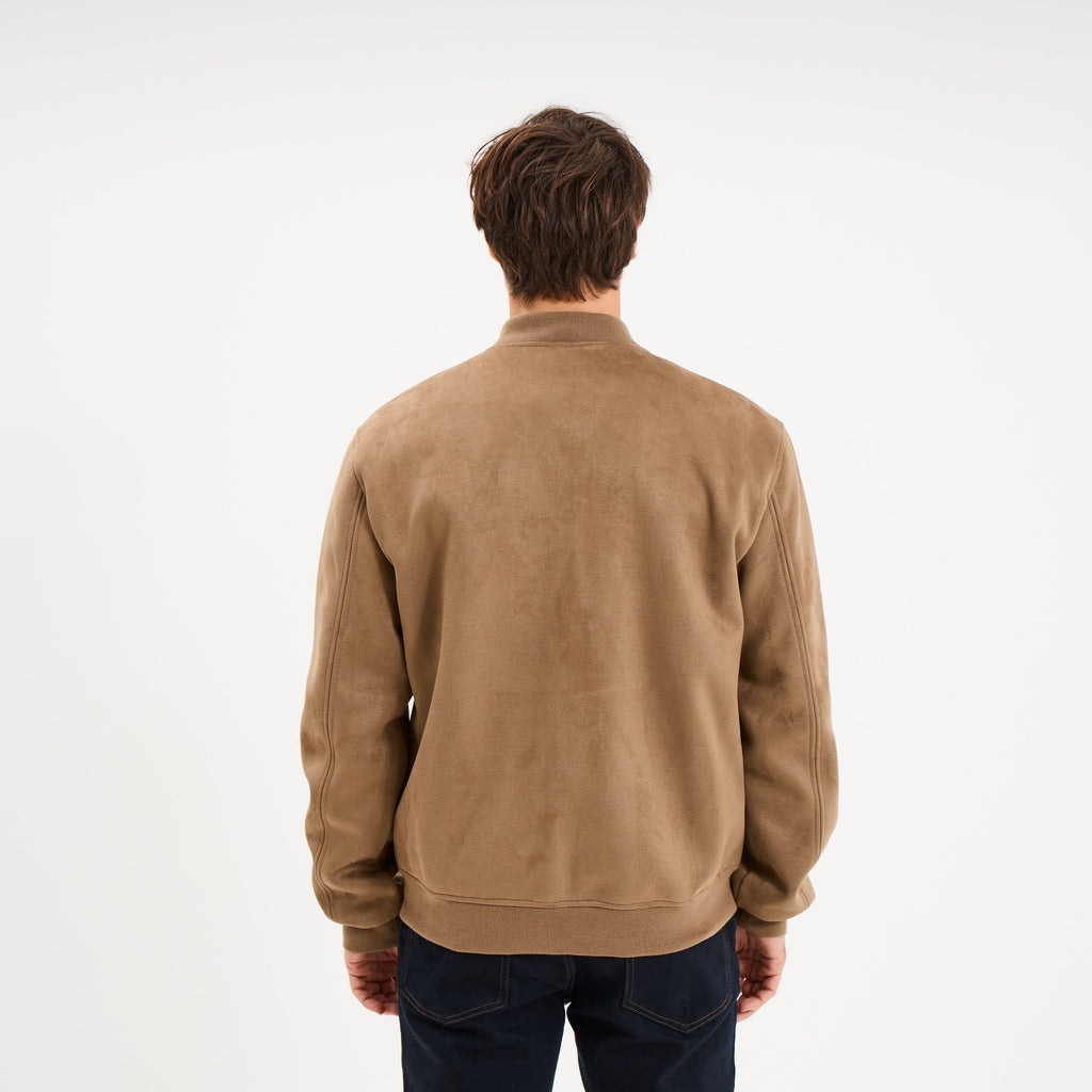 Blouson bomber effet suédine taupe homme - 2