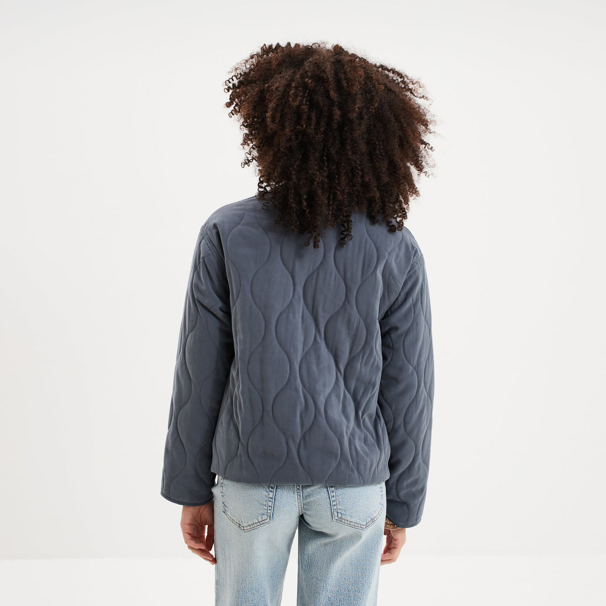 Blouson bomber matelassé rose poudrée femme - 4