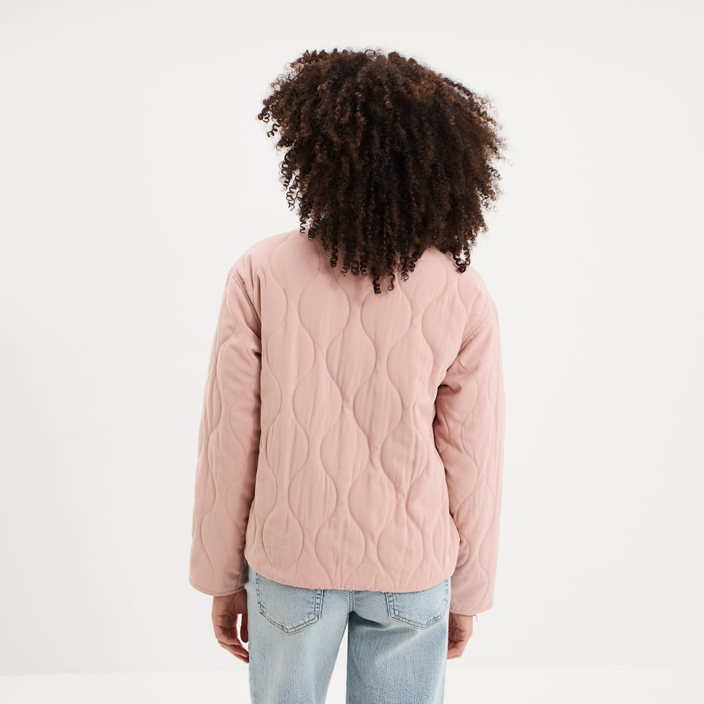 Blouson bomber matelassé rose poudrée femme - 2