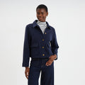 Blouson boutonné 2 poches bleu foncé femme - 1