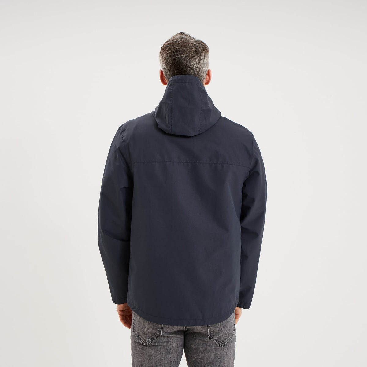 Blouson coupe-vent imperméable à capuche bleu foncé homme - 2