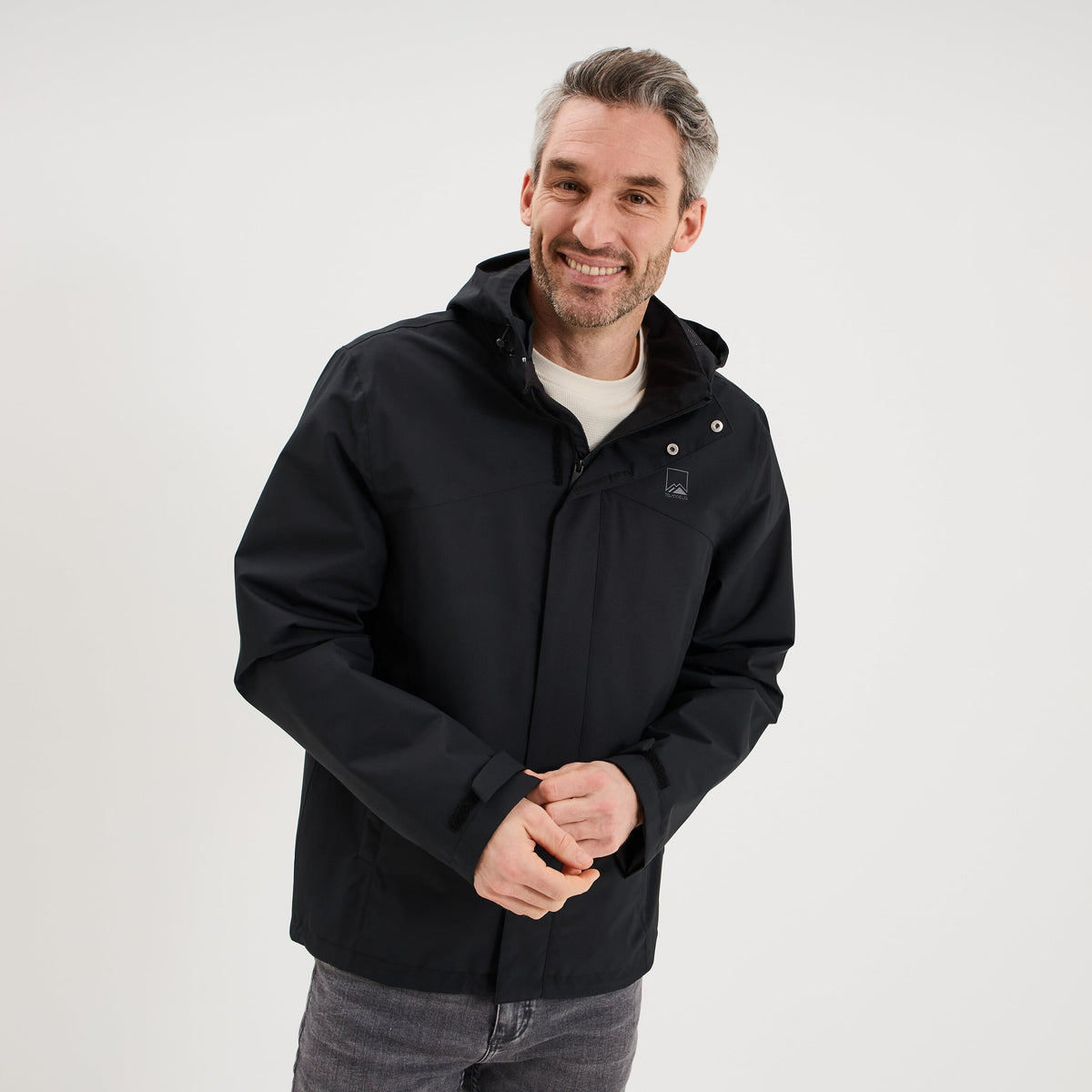 Blouson coupe-vent imperméable à capuche bleu foncé homme - 3