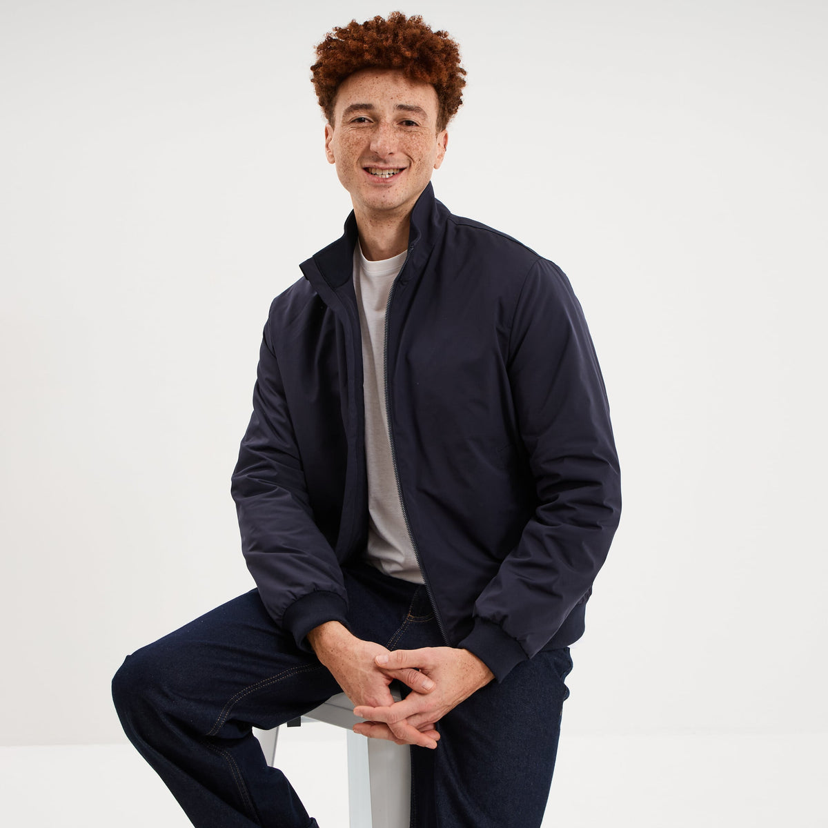 Blouson déperlant col montant noir homme - 3