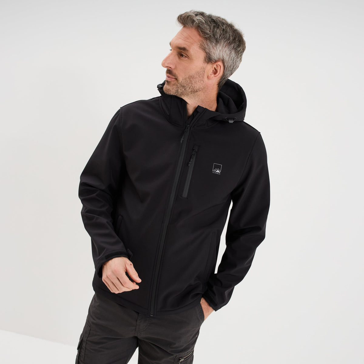 Blouson déperlant fourré à capuche noir homme - 1