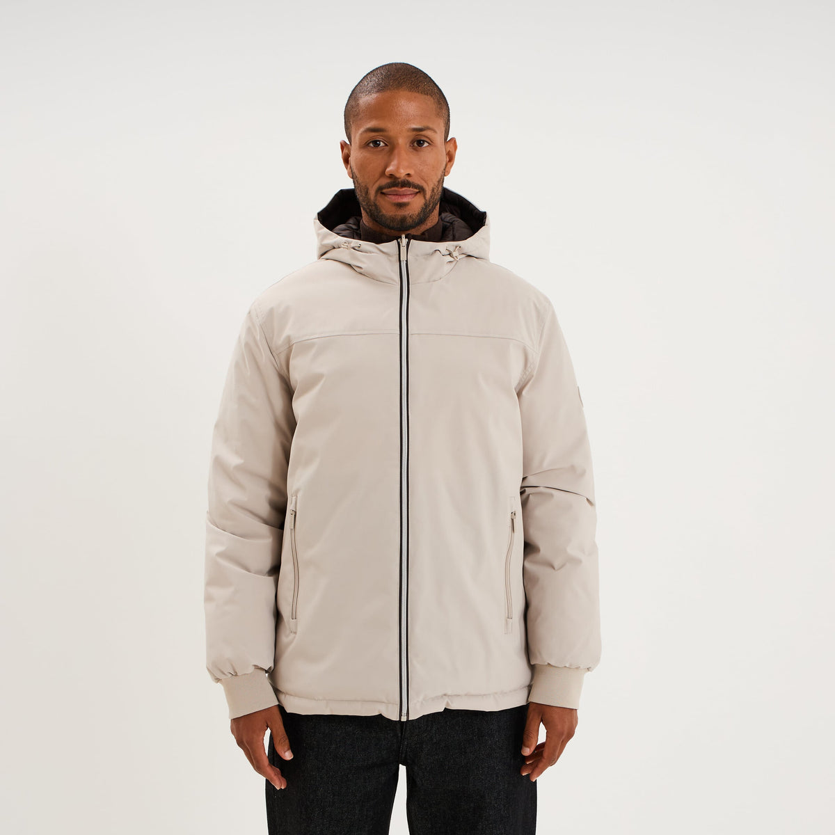 Blouson réversible à capuche zippé beige homme - 1