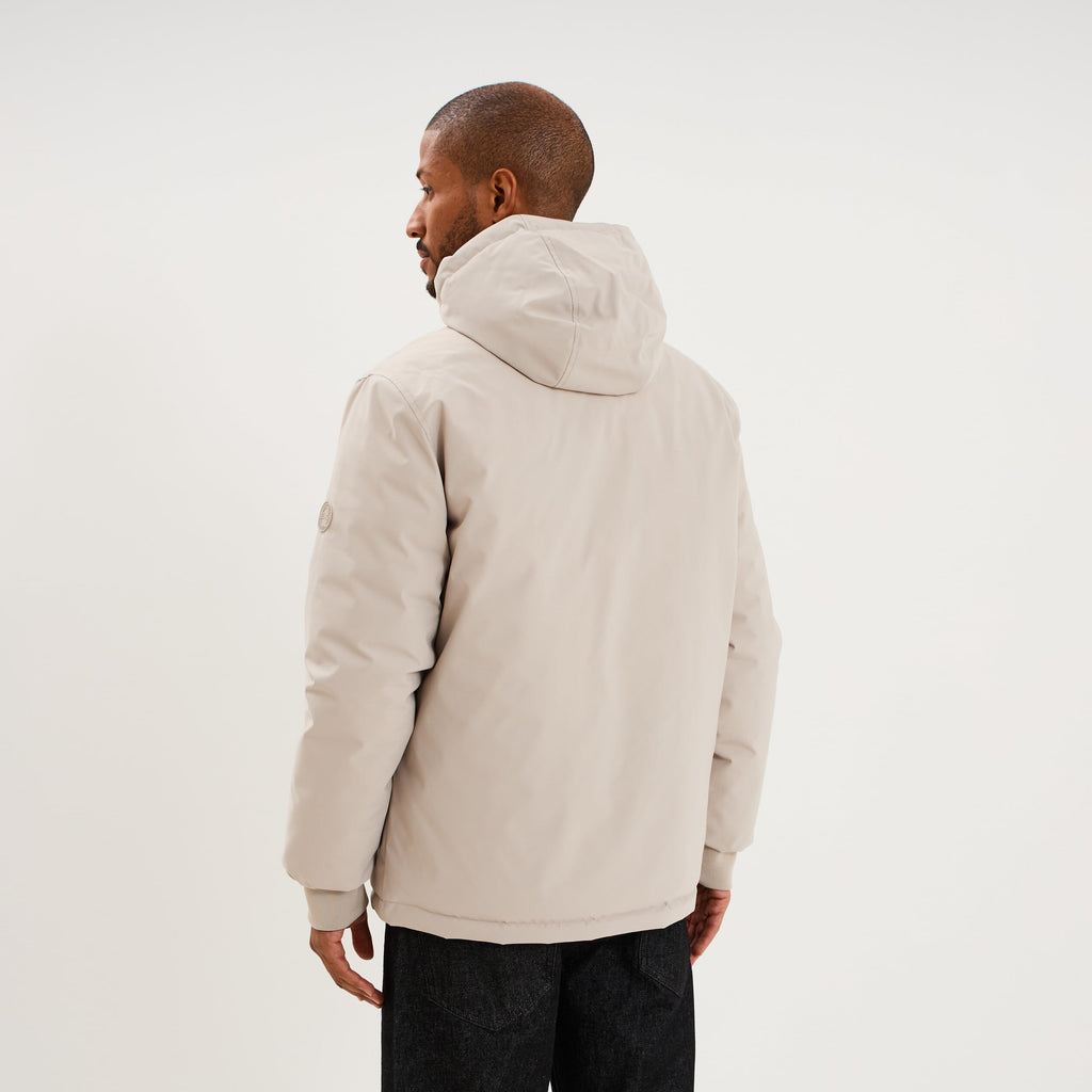 Blouson réversible à capuche zippé beige homme - 2