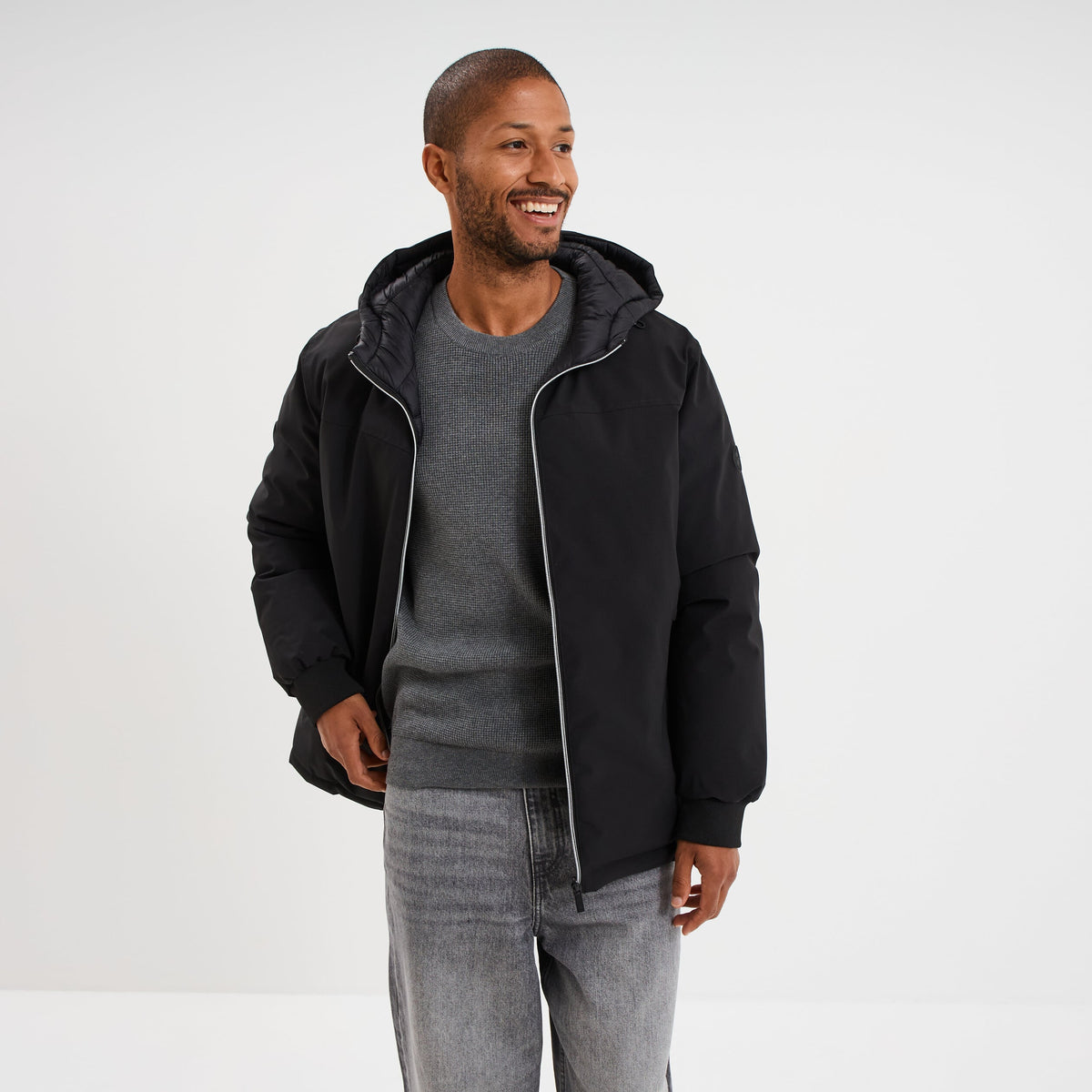 Blouson réversible à capuche zippé beige homme - 11