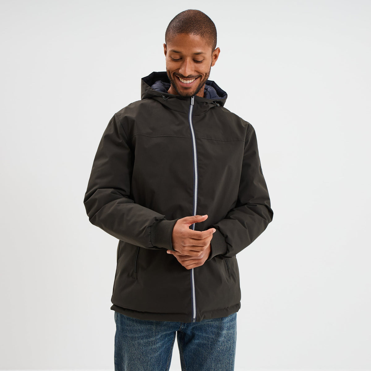Blouson réversible à capuche zippé beige homme - 7