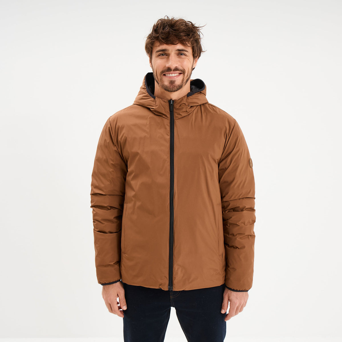 Blouson réversible coupe-vent déperlant marron homme - 1