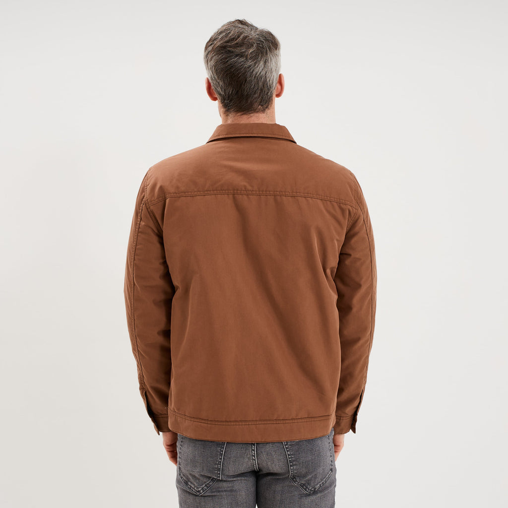 Blouson zippé doublé col à revers taupe homme - 4