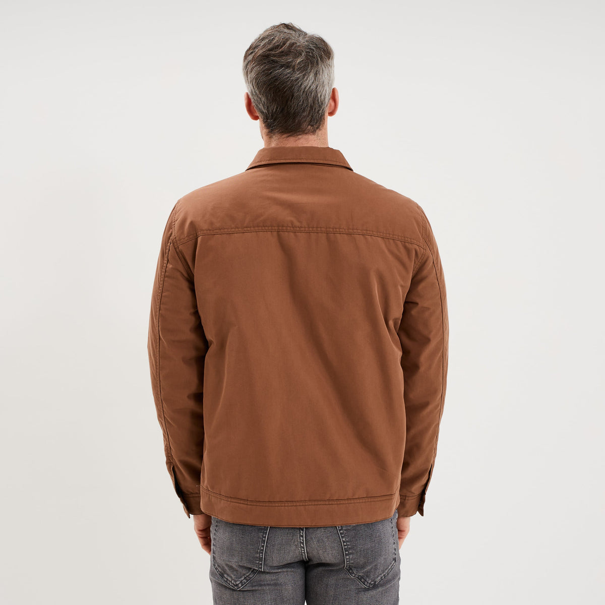 Blouson zippé doublé col à revers taupe homme - 4