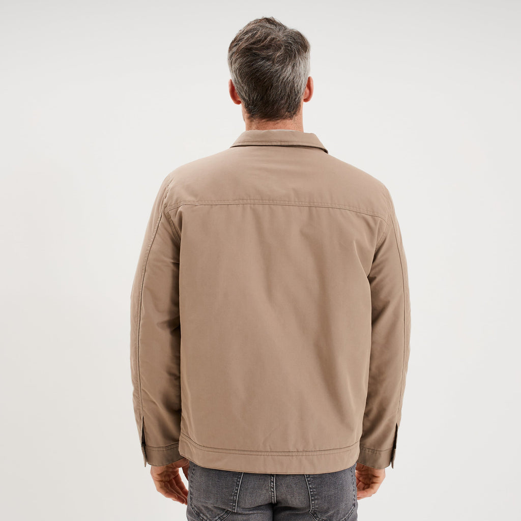 Blouson zippé doublé col à revers taupe homme - 2