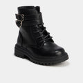 Boots à boucles et lacets noir fille - 1