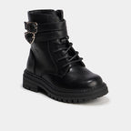 Boots à boucles et lacets noir fille - 1
