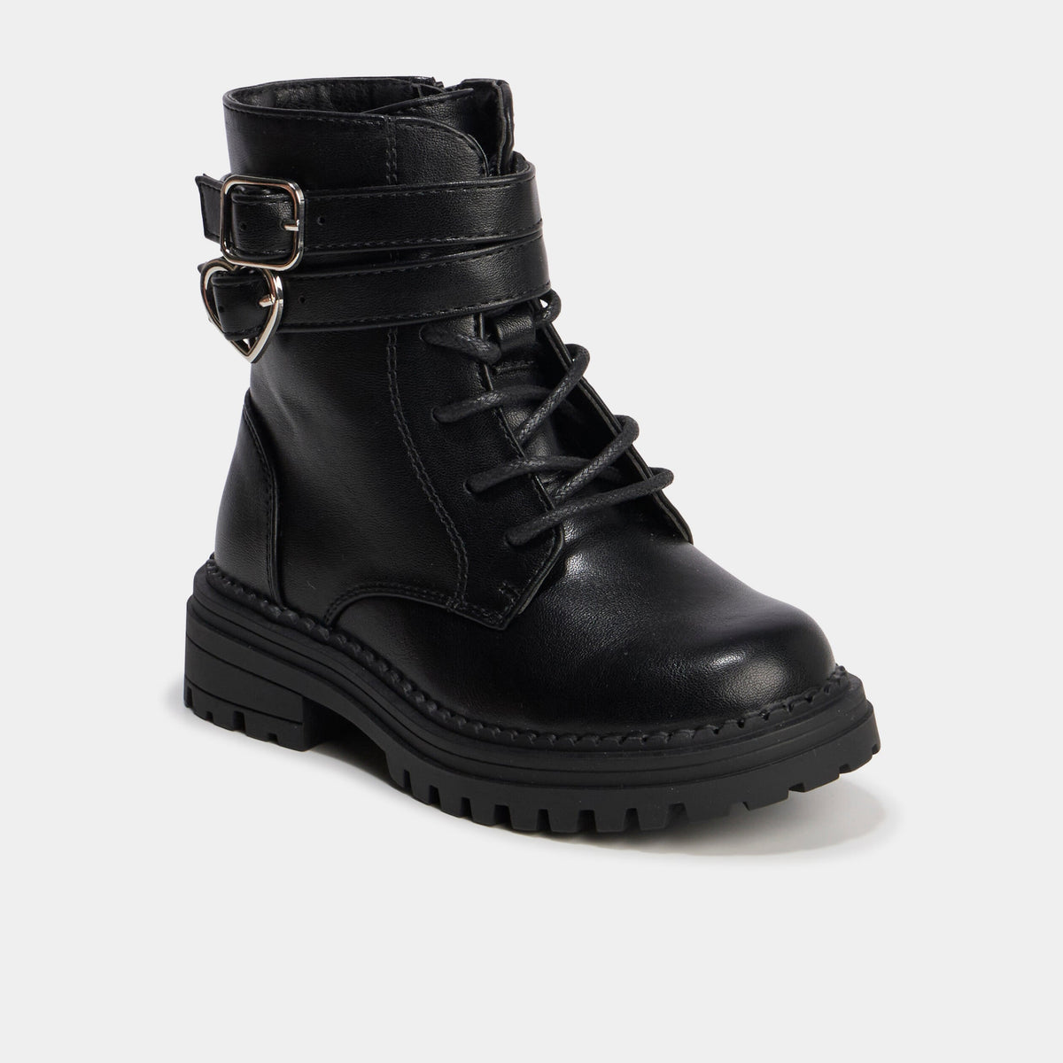Boots à boucles et lacets noir fille - 1