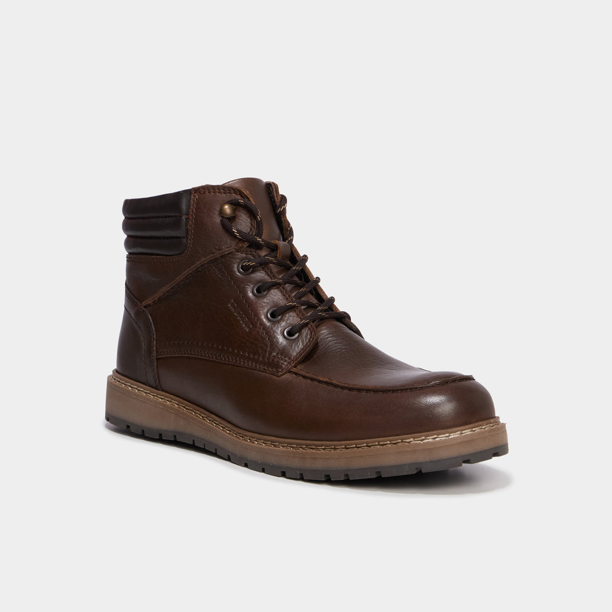 Boots à lacets en cuir marron homme - 1