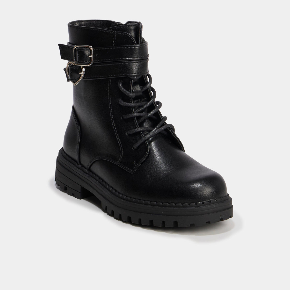 Boots à lacets et boucles noir fille - 1