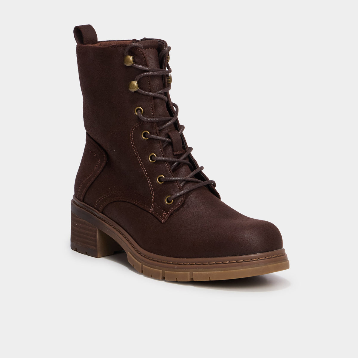 Boots à lacets et talons marron foncé femme - 1