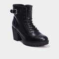 Boots à lacets et talons noir femme - 1