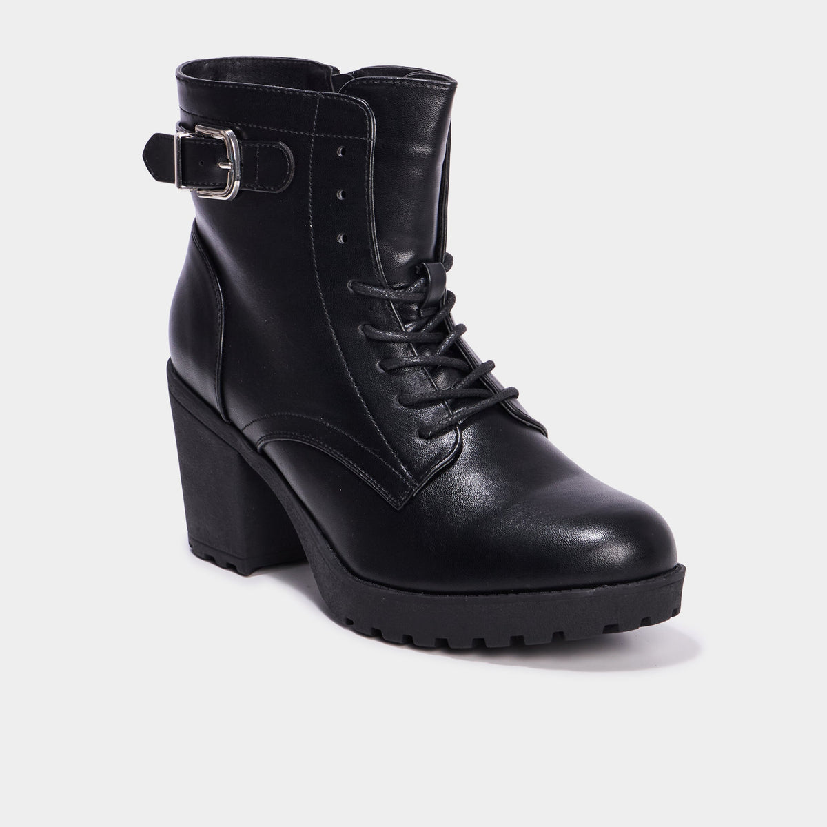 Boots à lacets et talons noir femme - 1
