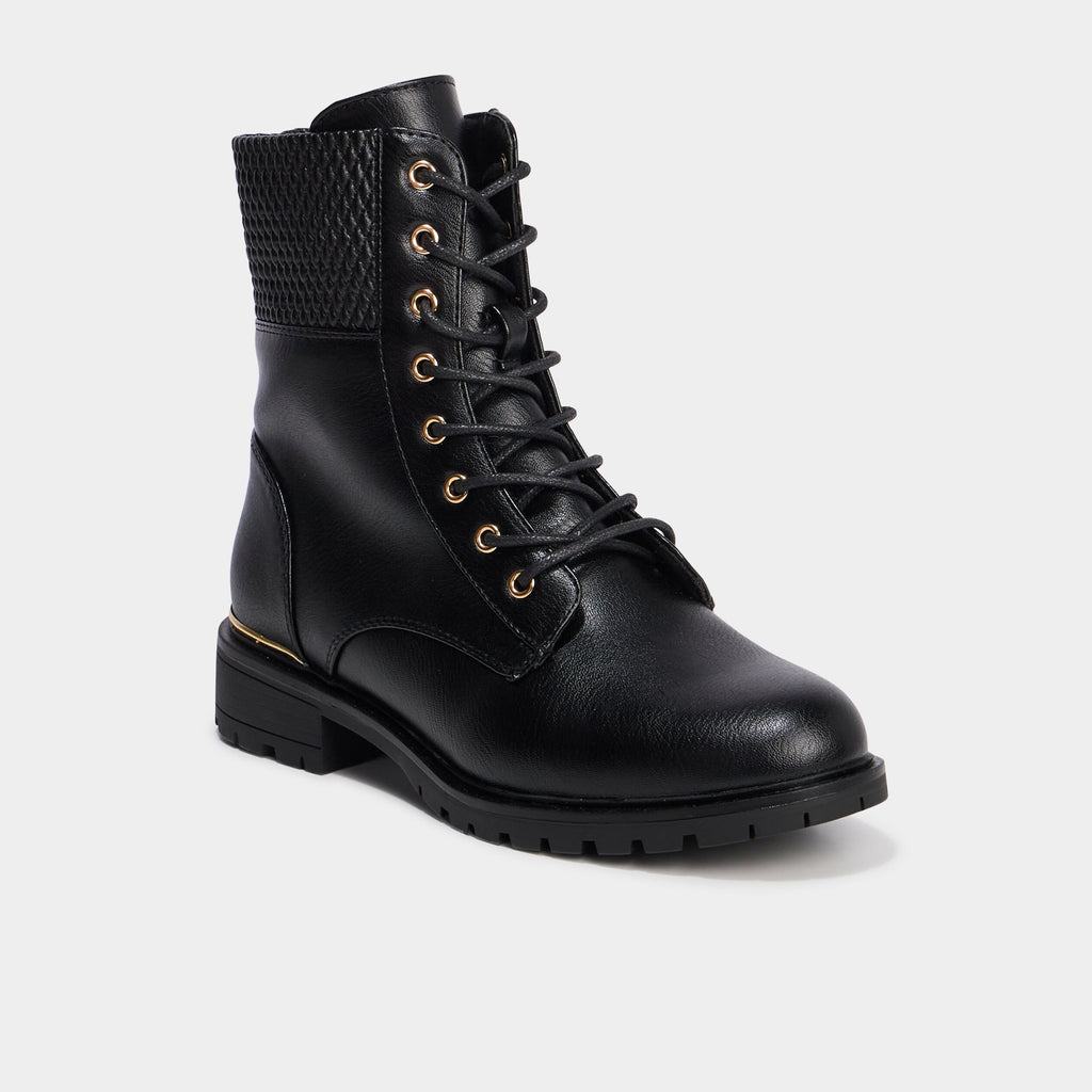 Boots à lacets et talons noir femme - 1