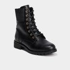 Boots à lacets et talons noir femme - 1