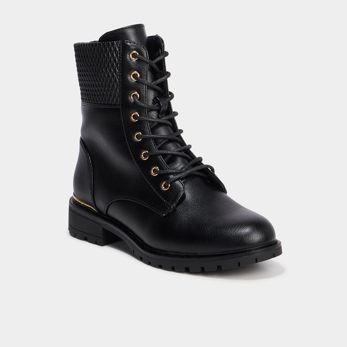 Boots à lacets et talons noir femme - 1