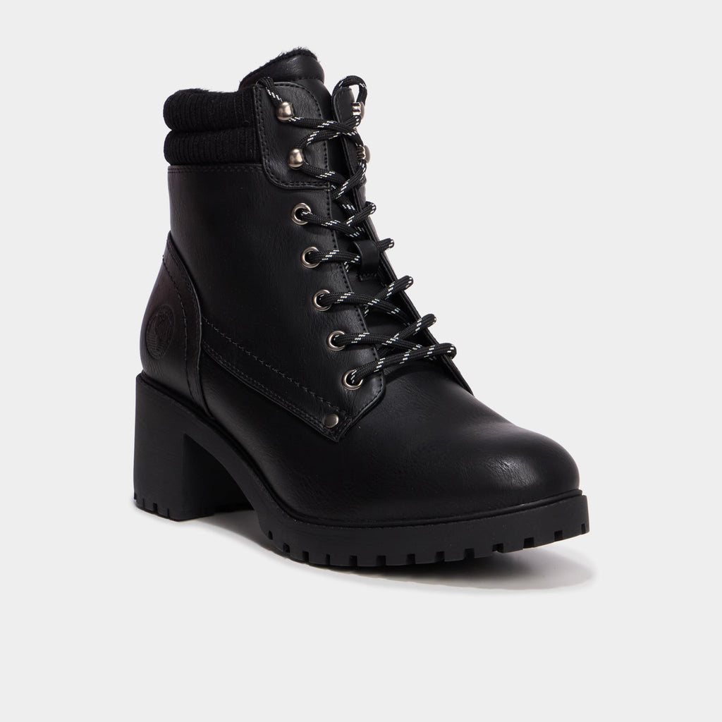 Boots à lacets et talons noir femme - 1