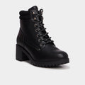 Boots à lacets et talons noir femme - 1