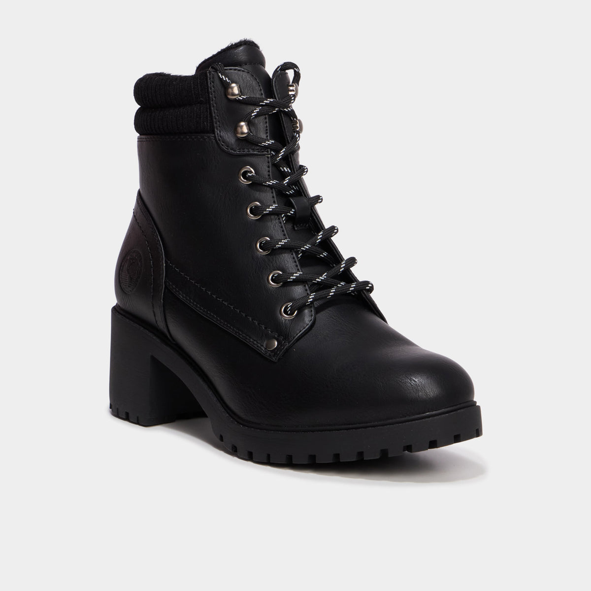 Boots à lacets et talons noir femme - 1