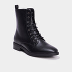 Boots à lacets et zippées noir femme - 1