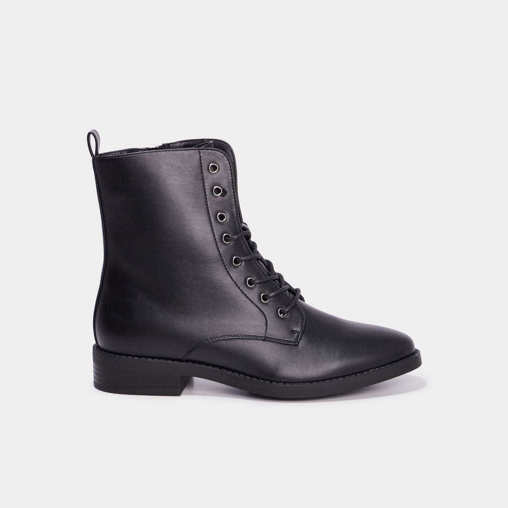 Boots à lacets et zippées noir femme - 2